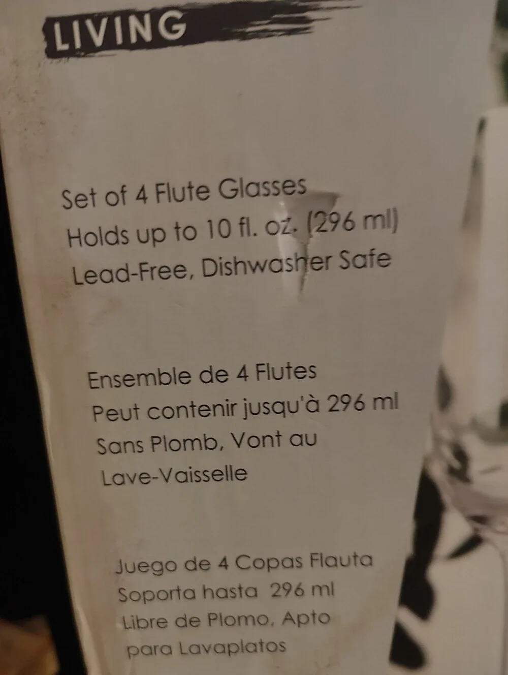 Mikasa Living Mia Glass Champagne Flutes Set of 4 NIB